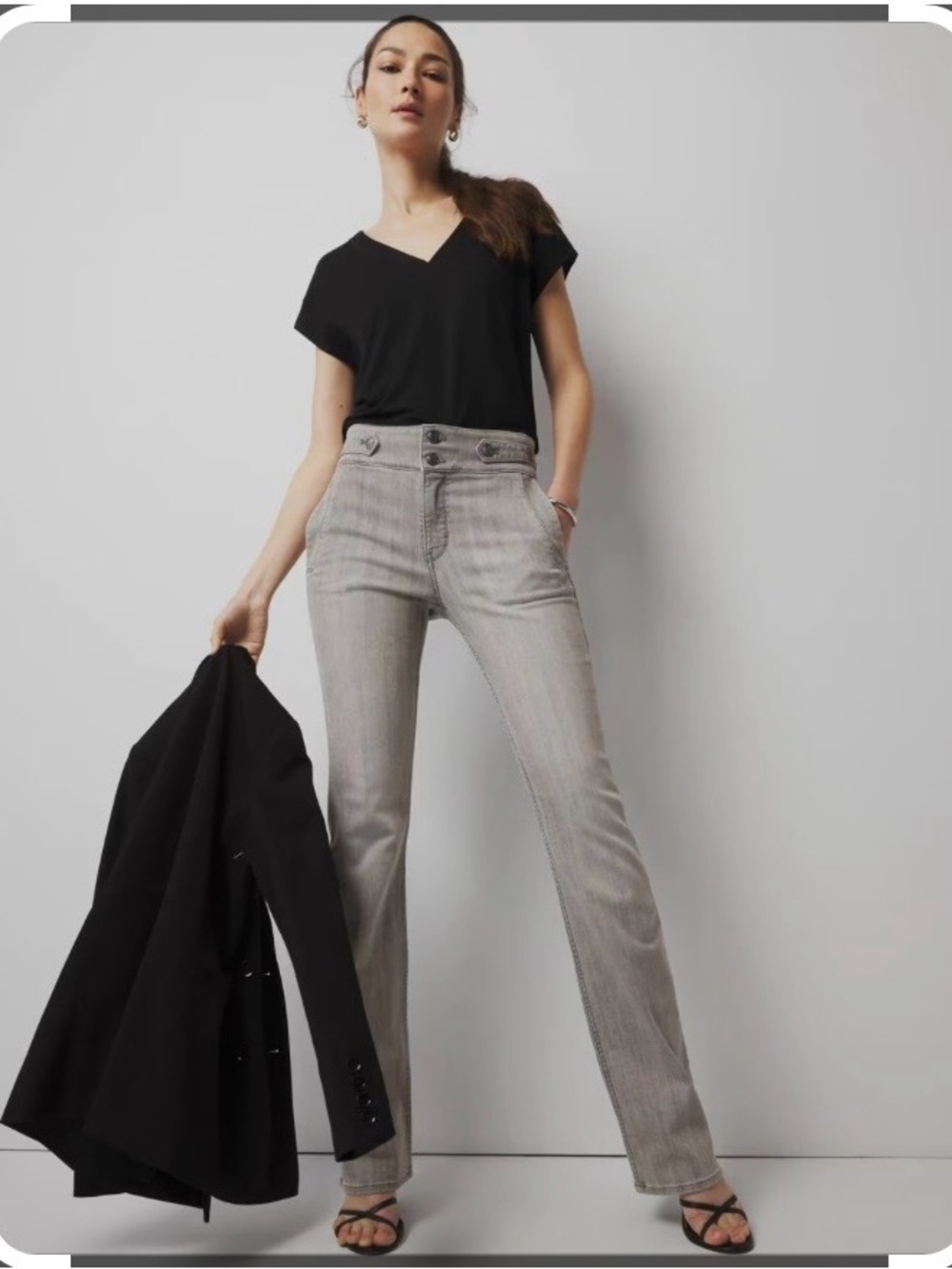 White House Black Market ExtraHigh-Rise Bootcut Jeans in Light Gray 2